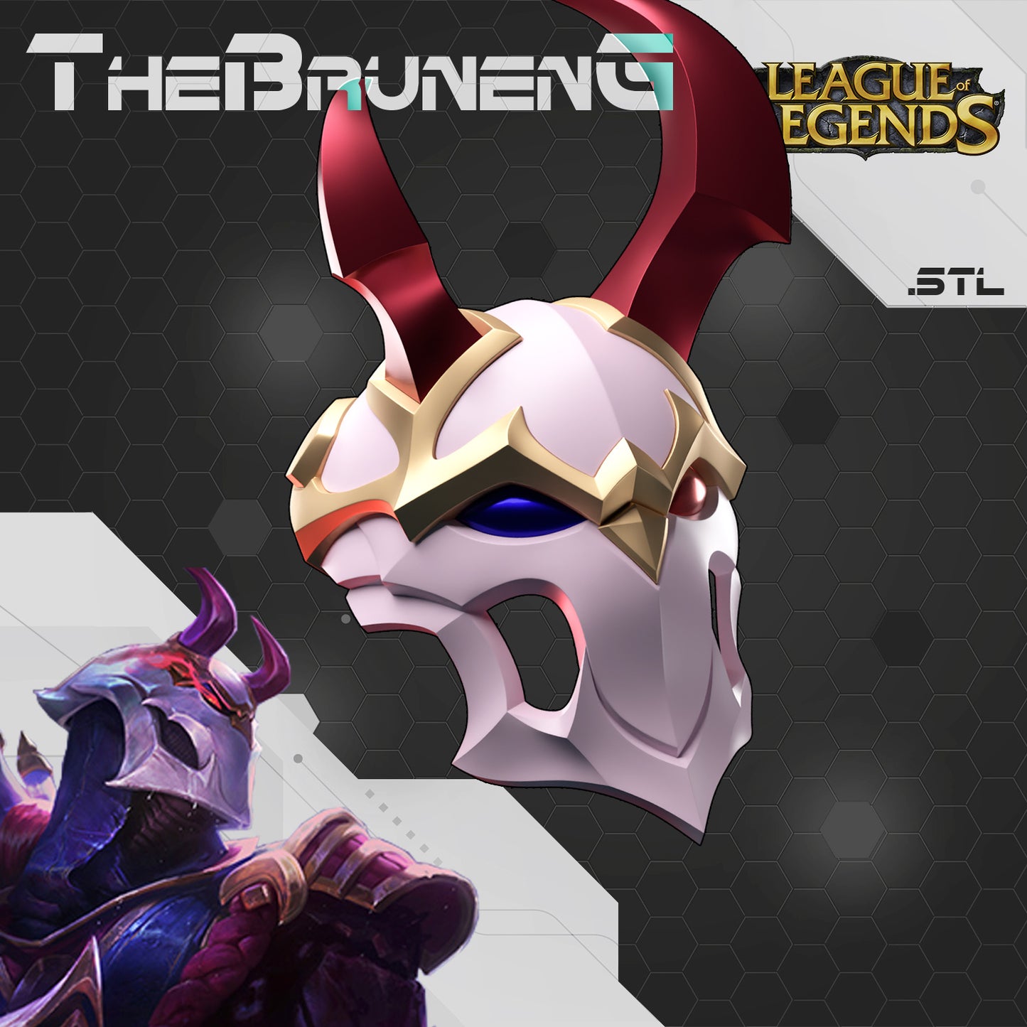 Blood Moon Jhin mask helmet LOL Wild Rift cosplay [3D print model]