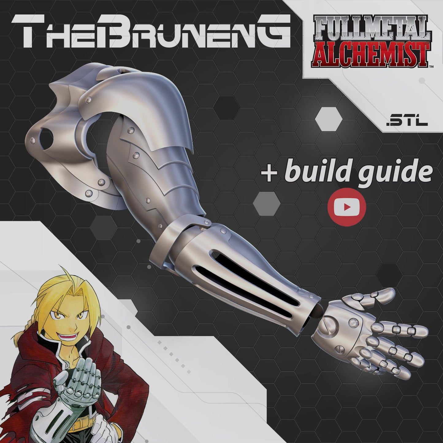 Edward Elric automail arm Fullmetal alchemist cosplay - [3D print model]