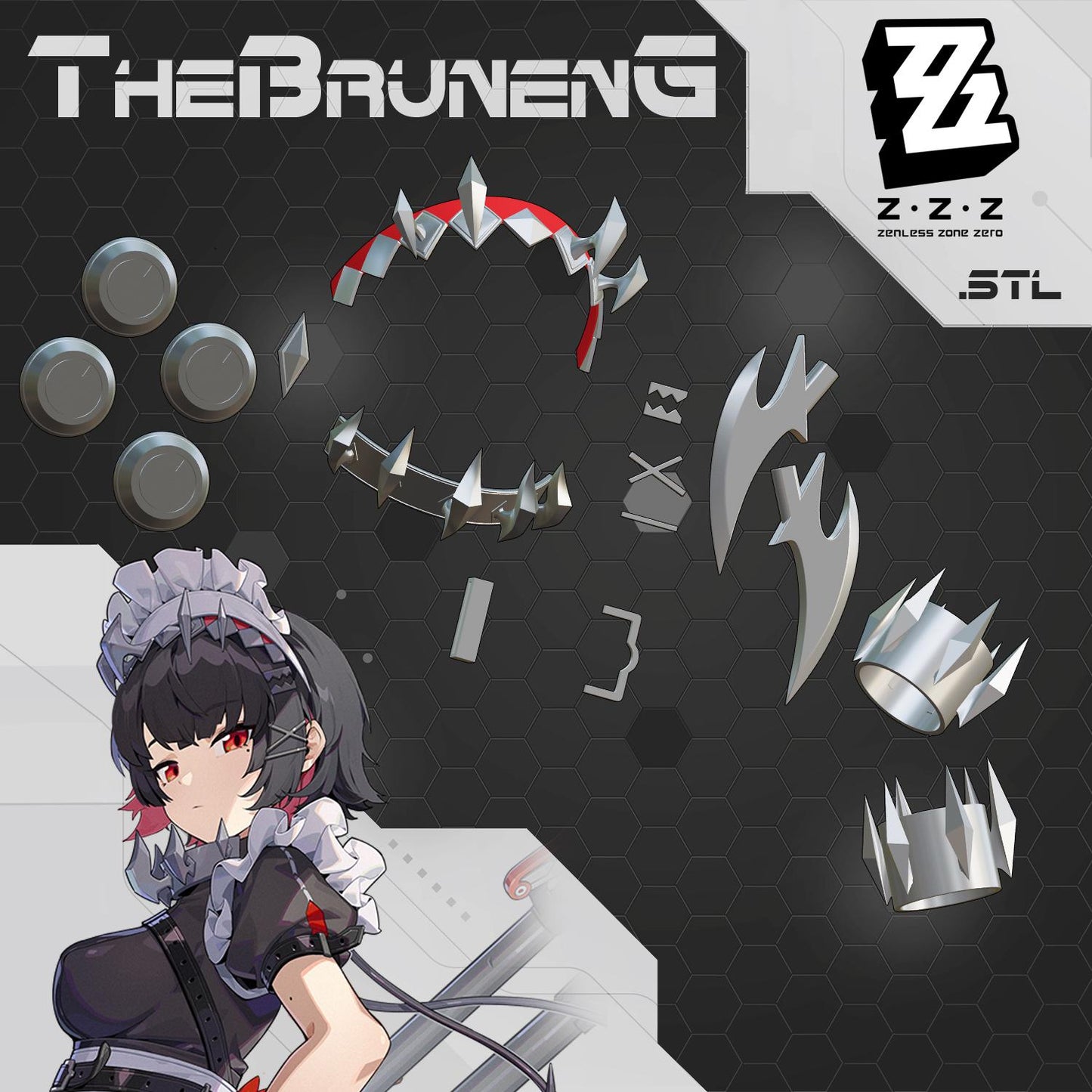 Ellen Joe accessories set ZZZ Zenless Zone Zero cosplay [3D print model]