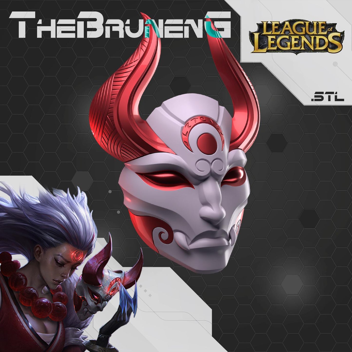 Blood Moon Diana Cosplay Mask - League of Legends Wild Rift [3D Print Model]